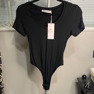 Black‎ V-Neck Women's Bodysuit